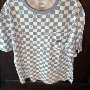 Vans White and Blue Checkered Short Sleeve Tee